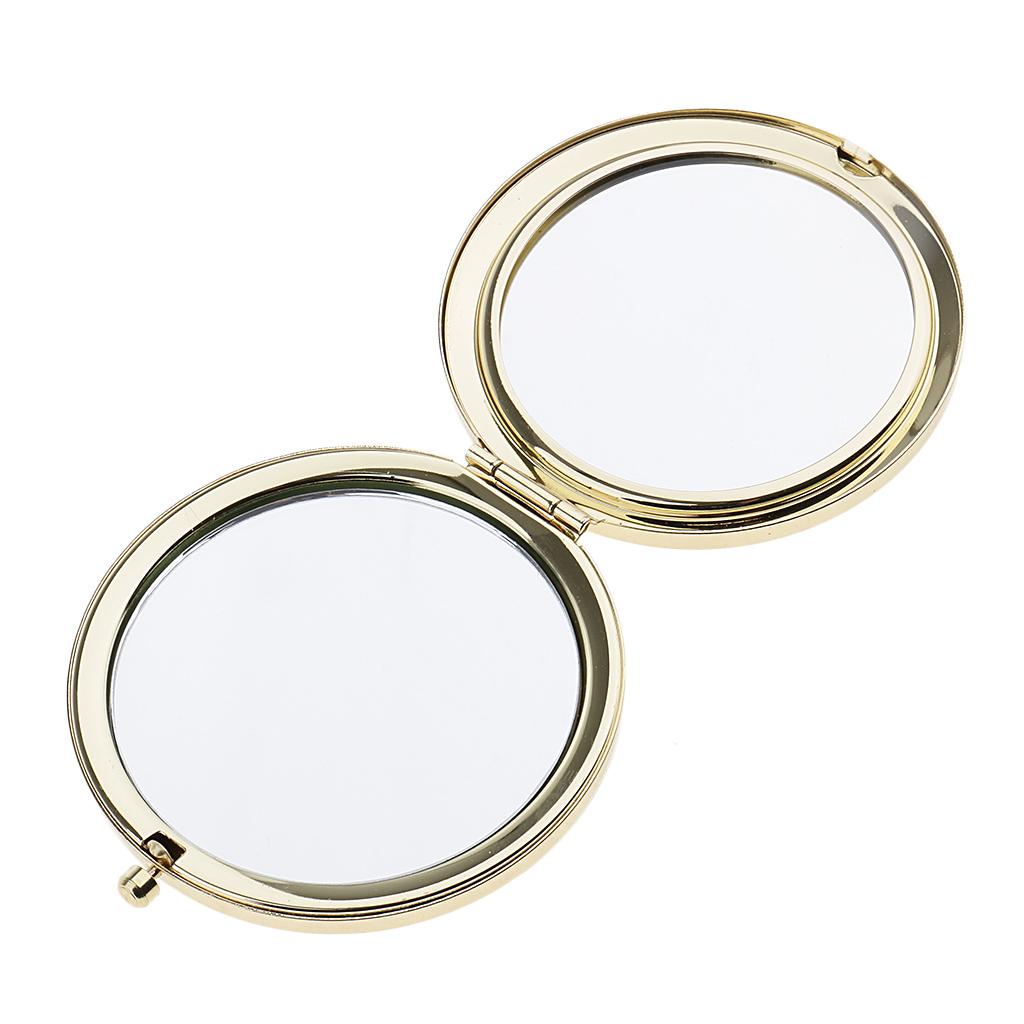 1pc Travel Premium Folding Pocket Compact Makeup Mirror Two-Sided Gold
