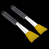 2Pcs Soft Silicone Facial Mask Mud Mixing Brushes Clear Handle Yellow