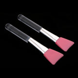 Max 2Pcs Soft Silicone Facial Mask Mud Mixing Brushes Clear Handle Pink