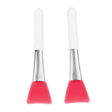 Max 2Pcs Soft Silicone Facial Mask Mud Mixing Brushes Clear Handle Pink