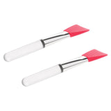 Max 2Pcs Soft Silicone Facial Mask Mud Mixing Brushes Clear Handle Pink