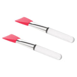 Max 2Pcs Soft Silicone Facial Mask Mud Mixing Brushes Clear Handle Pink