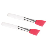 Max 2Pcs Soft Silicone Facial Mask Mud Mixing Brushes Clear Handle Pink