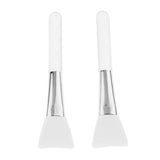 2Pcs Soft Silicone Facial Mask Mud Mixing Brushes Clear Handle White