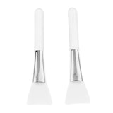 Max 2Pcs Soft Silicone Facial Mask Mud Mixing Brushes Clear Handle Clear White