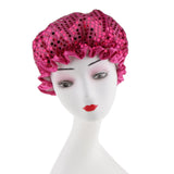 Waterproof Bath Cap Bathing Hat Double Layer Shower Cap Women Salon Hair Hat Purple