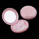 Travel Contact Lenses Soaking Storage Case Box + Inserter Tweezer Pink