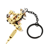 Max Alloy Tattoo Gun Keychain Mini Tattooing Machine Necklace Pendant Decoration Gold 1