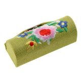 Max Makeup Lipstick Case Holder Lip Gloss Storage Mirror Embroidered Flax Green