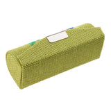 Max Makeup Lipstick Case Holder Lip Gloss Storage Mirror Embroidered Flax Green