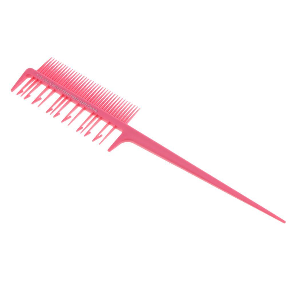 Maxbell 2 Side Hair Dyeing Comb Highlight Weaving Cutting Brush Salon Tool Pink - Aladdin Shoppers