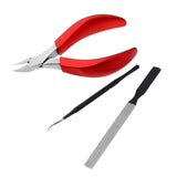 Durable Cuticle Cutter Pusher Removal Nail Art Polishing File Tool Set Red