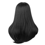 Maxbell Natural Silky Long Wavy Straight Wavy Human Hair Wig Black Wigs Side Bangs For Women,Fashion Style
