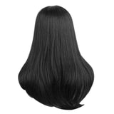 Maxbell Natural Silky Long Wavy Straight Wavy Human Hair Wig Black Wigs Side Bangs For Women,Fashion Style