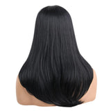 Maxbell Natural Silky Long Wavy Straight Wavy Human Hair Wig Black Wigs Side Bangs For Women,Fashion Style