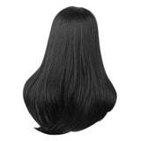 Maxbell Natural Silky Long Wavy Straight Wavy Human Hair Wig Black Wigs Side Bangs For Women,Fashion Style