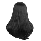 Maxbell Natural Silky Long Wavy Straight Wavy Human Hair Wig Black Wigs Side Bangs For Women,Fashion Style