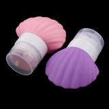 Max 2 Pieces Silicone Empty Travel Cream Shampoo Lotion Bottle 40ml Purple+Pink