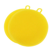 Max 2 Pieces Kitchen Silicone Sponge Dish Washing Scrubber Brush Yellow