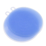 Max 2 Pieces Kitchen Silicone Sponge Dish Washing Scrubber Brush Blue