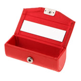 Max Leather Lipstick Lip Gloss Case Storage Box Makeup Holder with Mirror Red