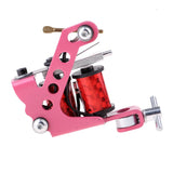 Pink Tattoo Machine Body Art Liner Shader 10 Wraps Coil Tattoo Supply