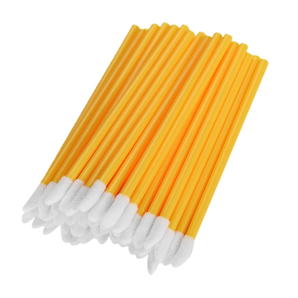 50 Pcs Disposable Lip Brushes Gloss Wands Applicators Makeup Tool Yellow