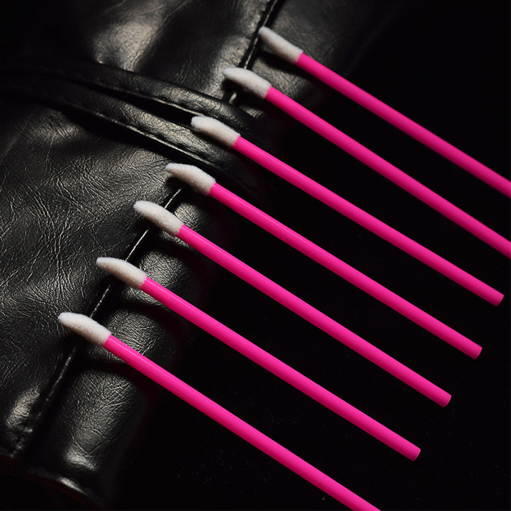 50 Pcs Disposable Lip Brushes Gloss Wands Applicators Makeup Tool Rose Red