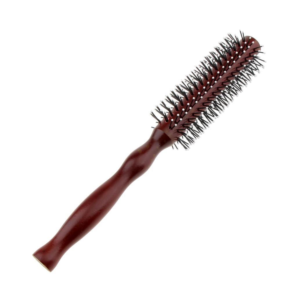Maxbell Wooden Handle Hairdressing Hair Comb Curling Rolled Brush Styling Hairbrush M - Aladdin Shoppers