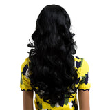 Maxbell Synthetic Loose Wave Body Wave Wig, Long Black Wig, Middle Part Wig Heat Resistant for Women - 62cm