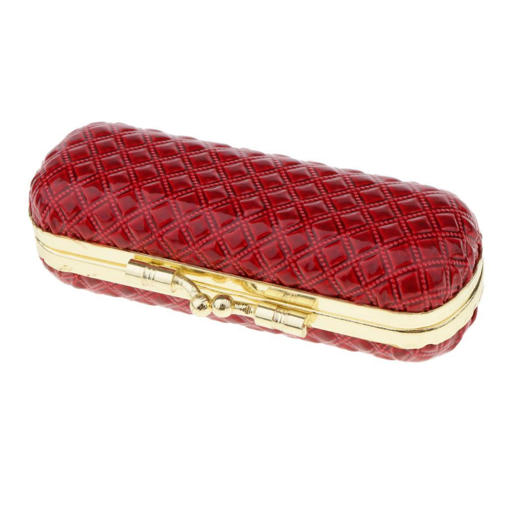 Maxbell Leather Lipstick Lip Gloss Case Storage Box Balm Holder with Mirror Red - Aladdin Shoppers