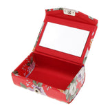 Max Leather Lipstick Lip Gloss Case Storage Box Makeup Holder with Mirror Red