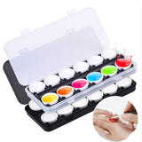 Max 24 Slots Detachable Nail Art Glitter Powder Case Nail Painting Palette Clear