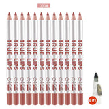 Max 12pcs Waterproof Matte Velvet Lip Liner Makeup Pencil Pen Lipliner Crayon 53#