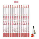 Max 12pcs Waterproof Matte Velvet Lip Liner Makeup Pencil Pen Lipliner Crayon 46#