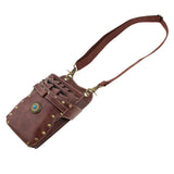 Max PU Leather Barber Scissors Shears Combs Clips Tools Holder Pouch Waist Bag Brown