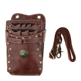 Max PU Leather Barber Scissors Shears Combs Clips Tools Holder Pouch Waist Bag Brown