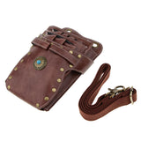 Max PU Leather Barber Scissors Shears Combs Clips Tools Holder Pouch Waist Bag Brown