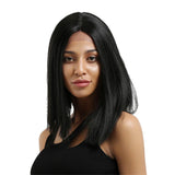 Max Women Synthetic Straight Middle Part Wig Full Head Lace Front Hairpieces 14"