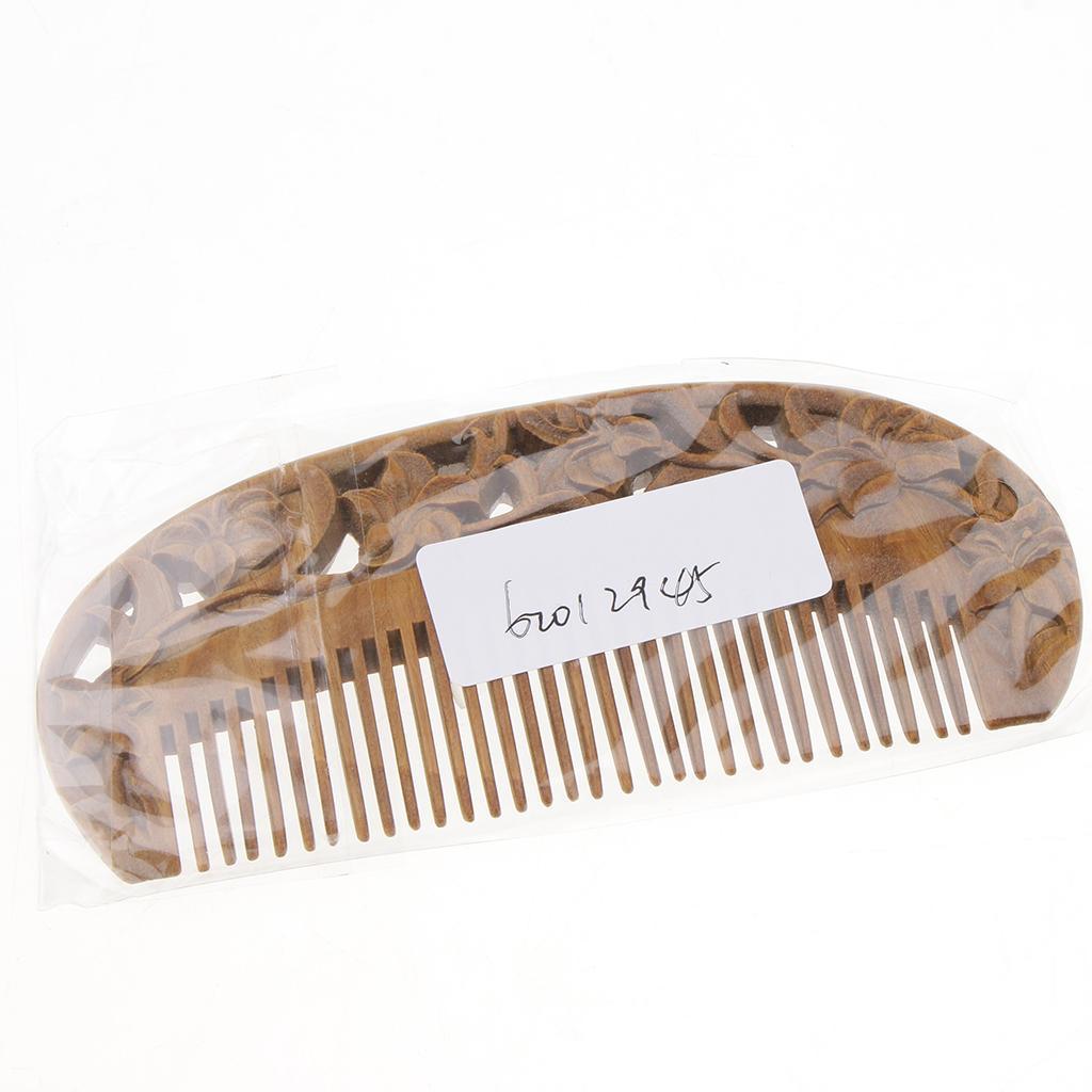 Maxbell Lily Flowers Engraved Handcraft Hair Comb Sandalwood Fine Tooth Comb - No Static Natural Aroma Wood Comb for Women and Girls - Aladdin Shoppers