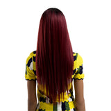 Max Natural Synthetic Long Thick Straight Lace Front Wigs Hairpieces Wine Red