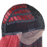 Max Natural Synthetic Long Thick Straight Lace Front Wigs Hairpieces Wine Red