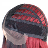 Max Natural Synthetic Long Thick Straight Lace Front Wigs Hairpieces Wine Red