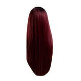Max Natural Synthetic Long Thick Straight Lace Front Wigs Hairpieces Wine Red