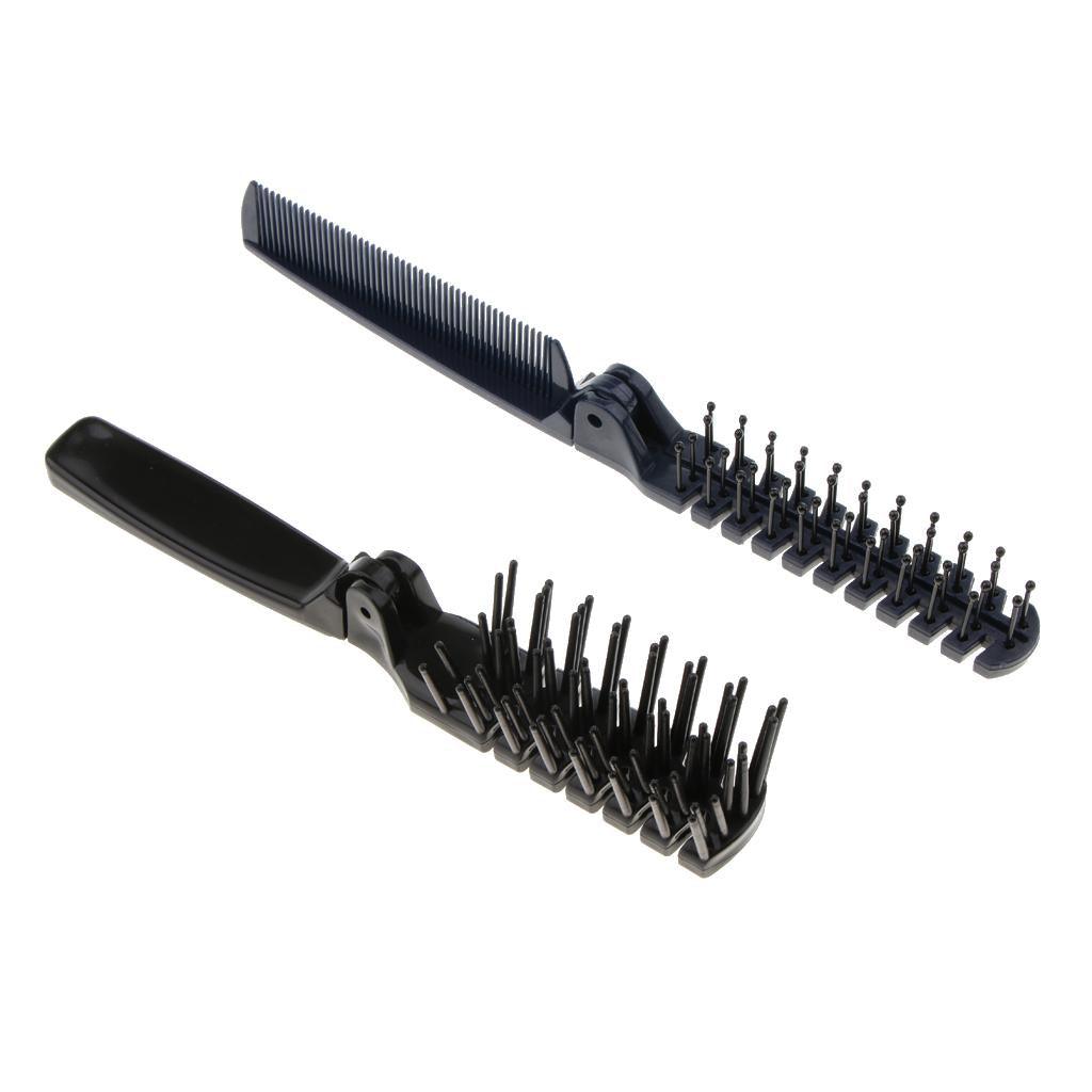 Maxbell 2x PVC Dual Head Hair Brush Pocket Folding Antistatic Travel Comb Set - Aladdin Shoppers