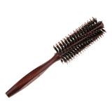 Maxbell Wood Handle Round Comb Natural Bristle Hairdressing Hairbrush Twill Teeth - Aladdin Shoppers