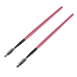 Max 2PCS Reusable Nylon Mascara Wands Makeup Eyelash Extension Brush Wood Handle Rose Red