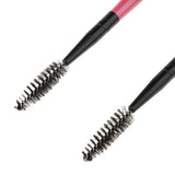 Max 2PCS Reusable Nylon Mascara Wands Makeup Eyelash Extension Brush Wood Handle Rose Red