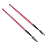 Max 2PCS Reusable Nylon Mascara Wands Makeup Eyelash Extension Brush Wood Handle Rose Red