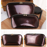 Max PVC Traveling Makeup Organizer Bag Portable Toiletry Zipper Pouch Dark Brown